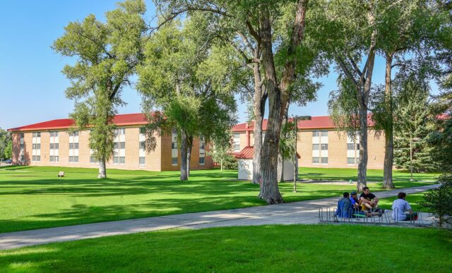 Taylor Lawn and the Mears Complex on a bluebird sunny day.
