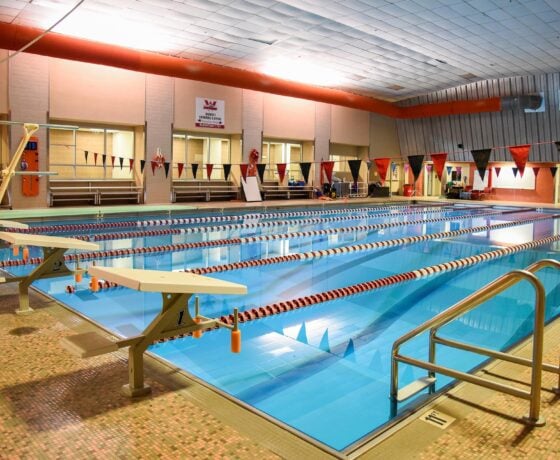 The interior of the Paul Wright Natatorium.