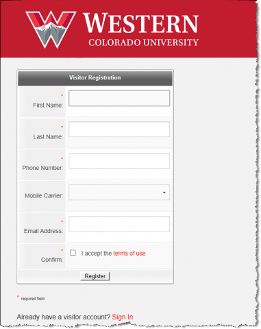 Registration page