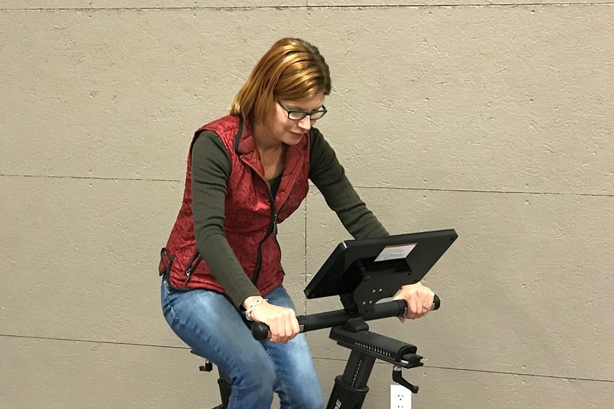 HAEP student on exercise bike