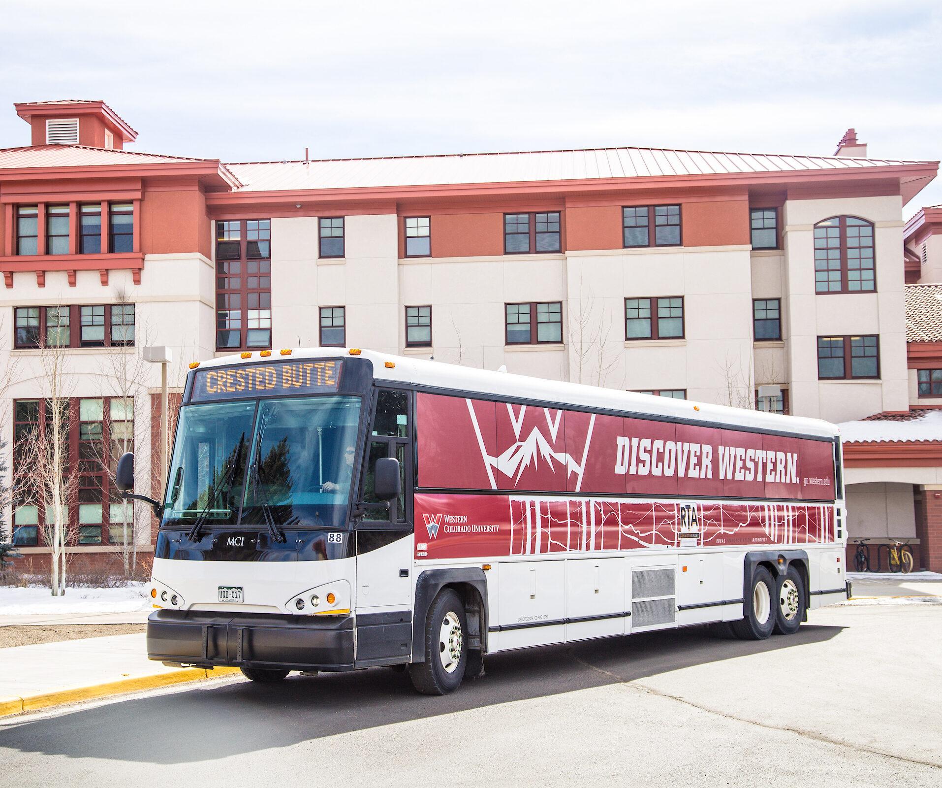 Gunnison RTA bus decorated with Western logos