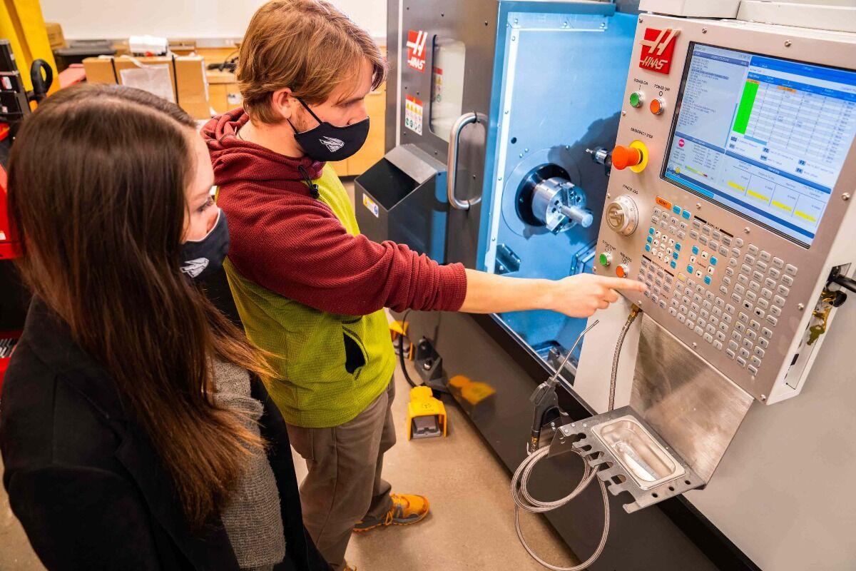 students using testing equipment