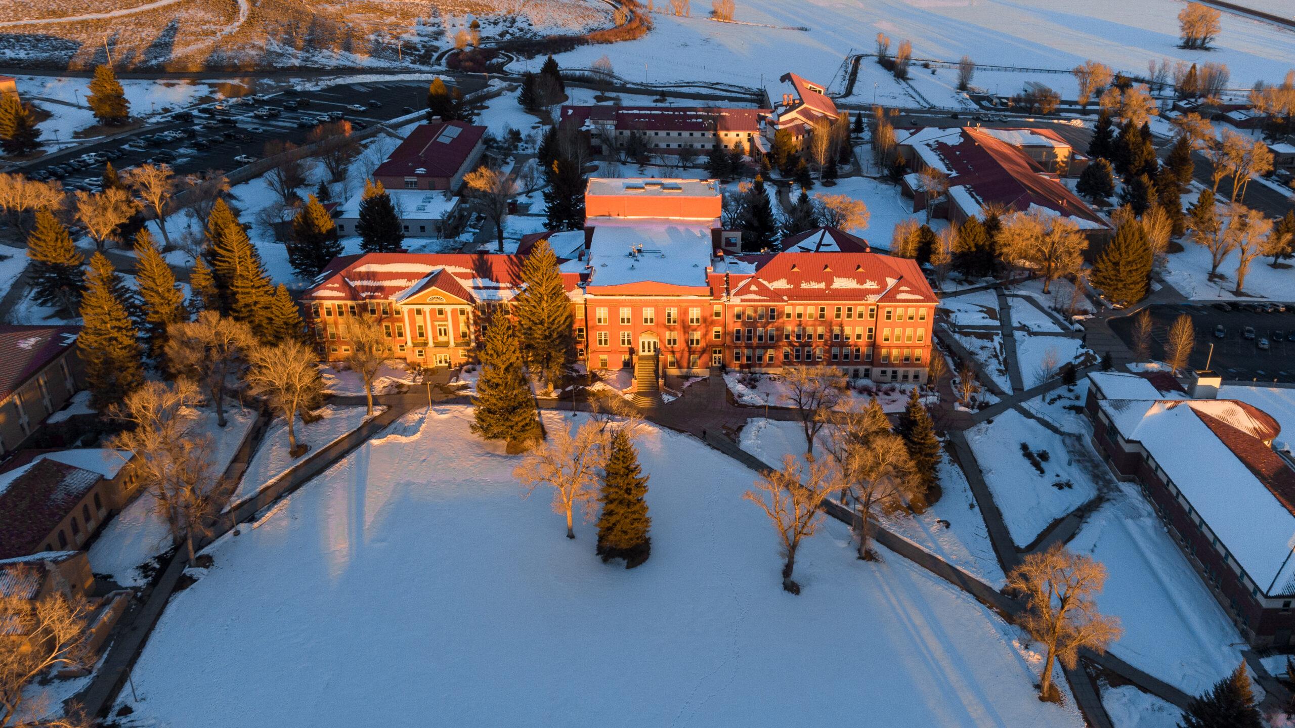 Drone shot of Taylor Hall