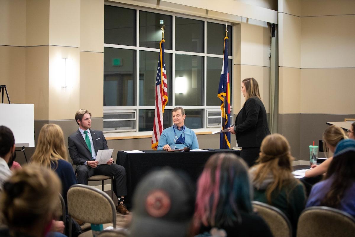 pre law degree: students participating in mock debate