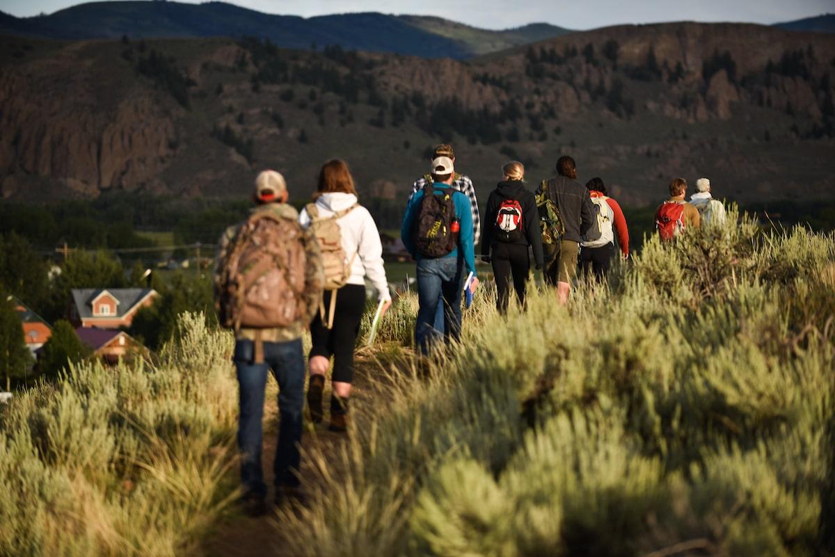 students hiking in Gunnison