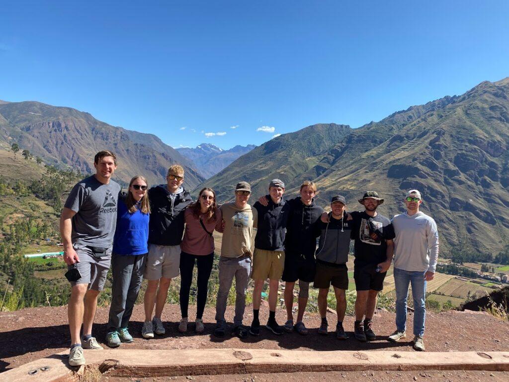 A group of Western students pose for a photo in Peru