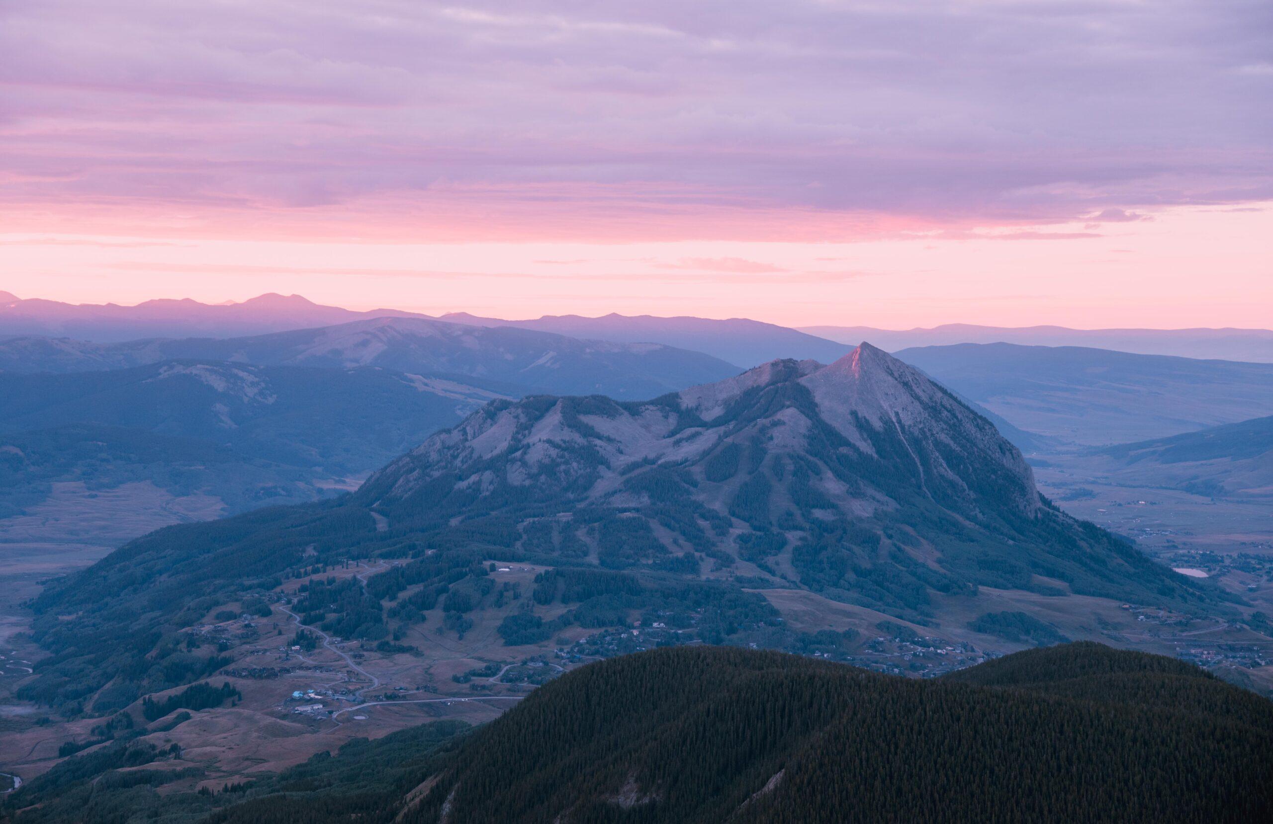 Mt. Crested Butte viewed from Gothic Mountain at sunrise