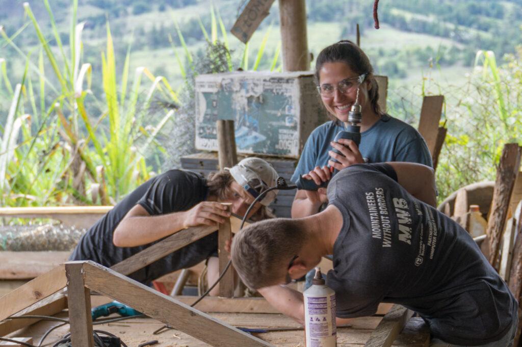 Students build mobile enclosures that could be used to keep chickens and rabbits safe 