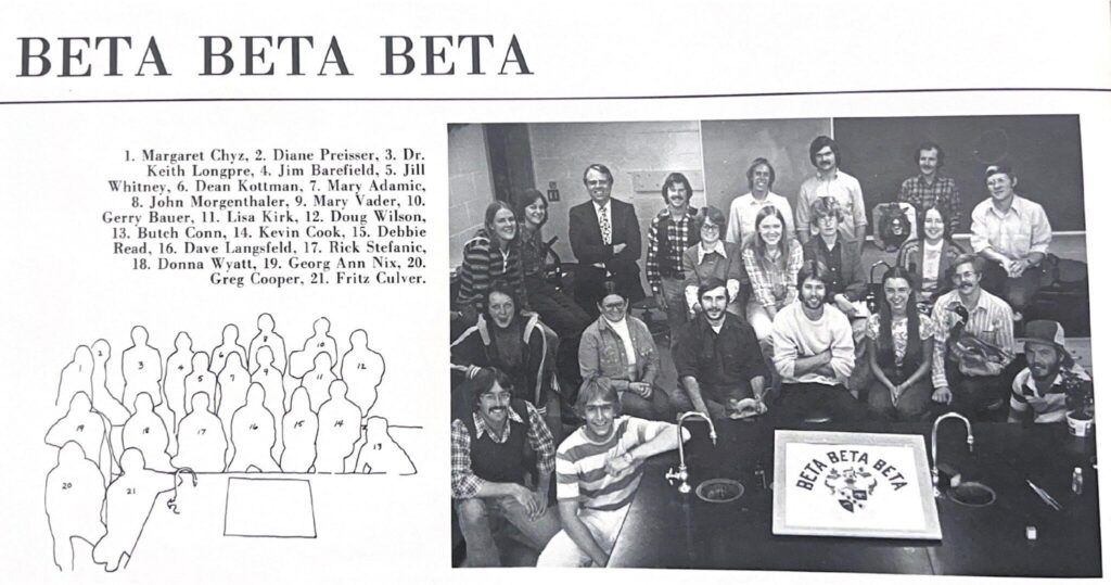 Newspaper clipping of the Beta Beta Beta club.