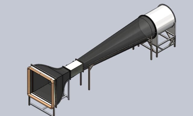 Rendering of the wind tunnel stage 1.