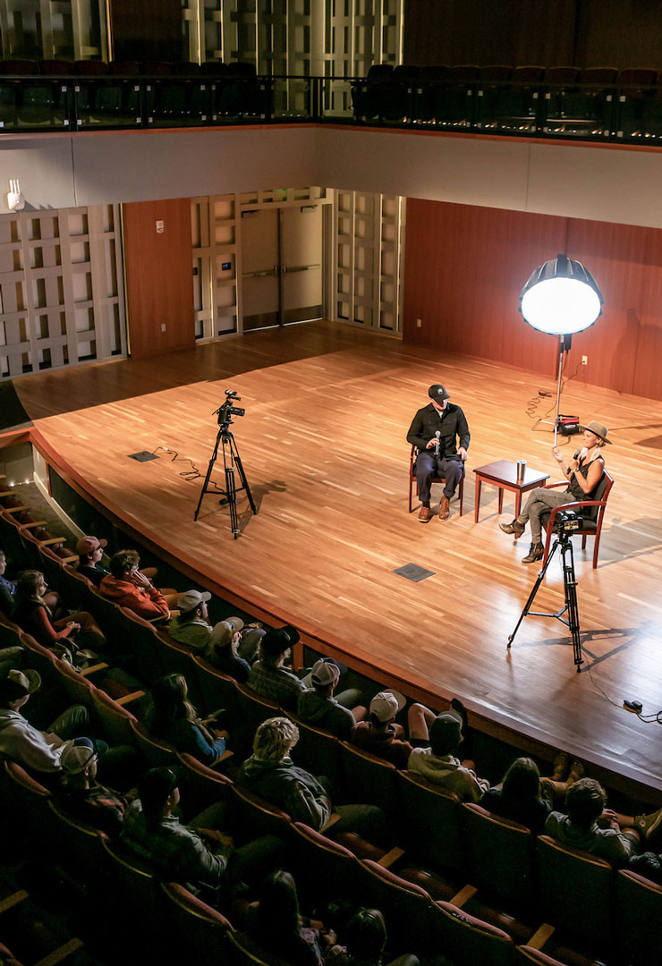 Pro Skier, Angel Collinson speaking at Western Colorado University for The Blister Series.