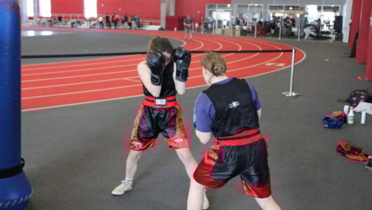 Lillian Nordini warms up before she competes.