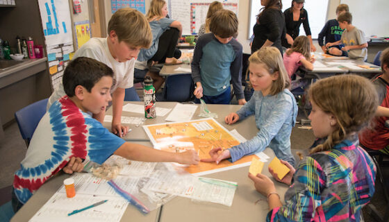 A group of fifth graders work together to decide where to build their next power plant.