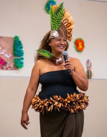 Students enjoying the APIC Luau 2024