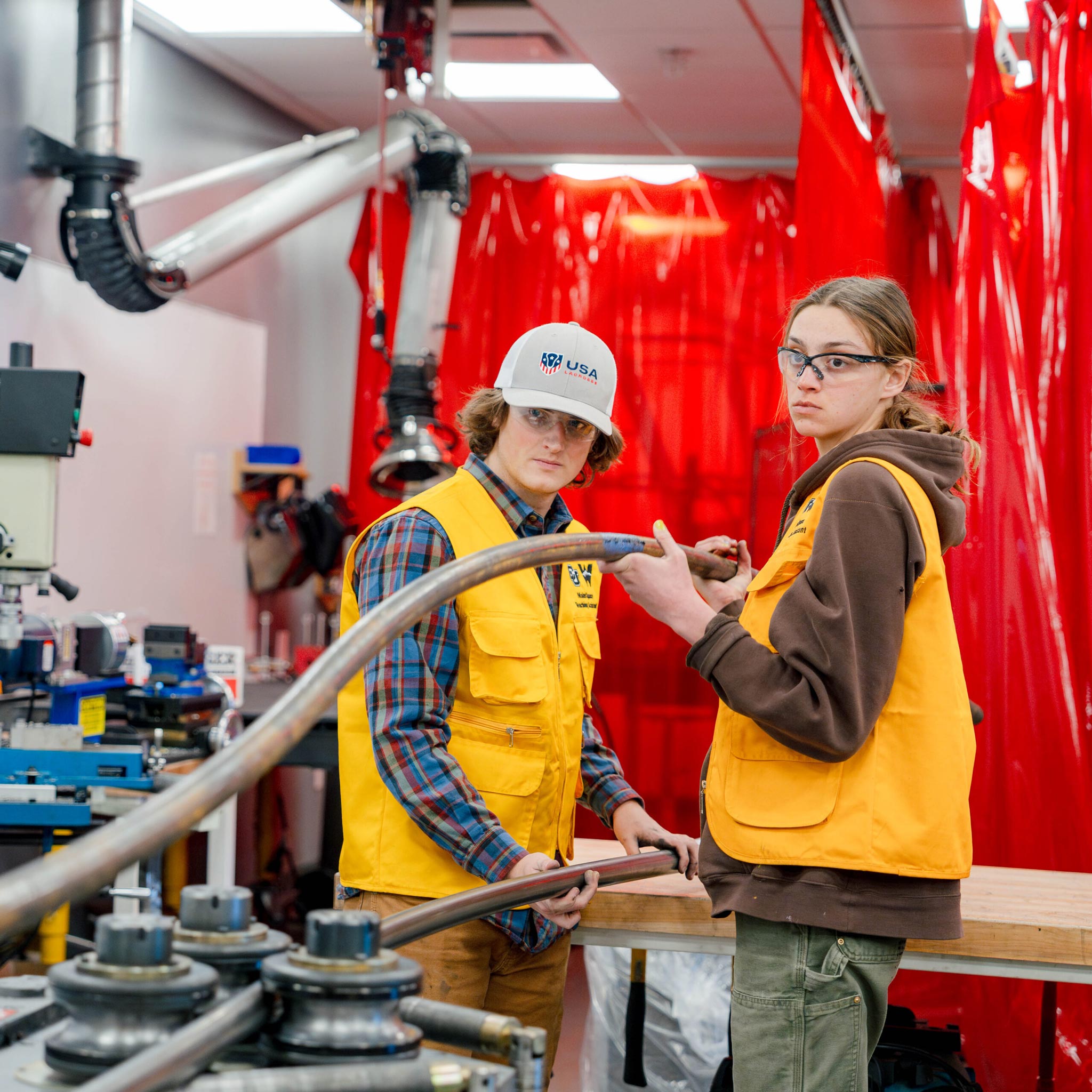 Mechanical Engineering students create a rail for Rail Jam in the Maker Space in the Rady Building.