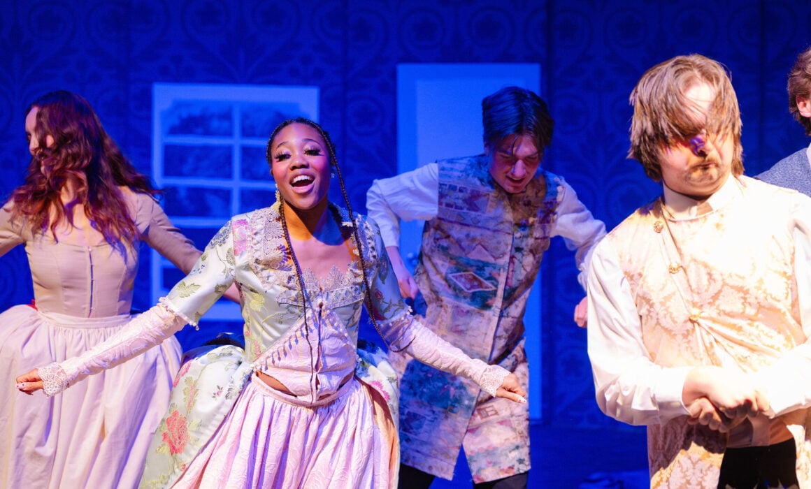 Western Theatre company performs a dance during the dress rehearsal for Tartuffe.