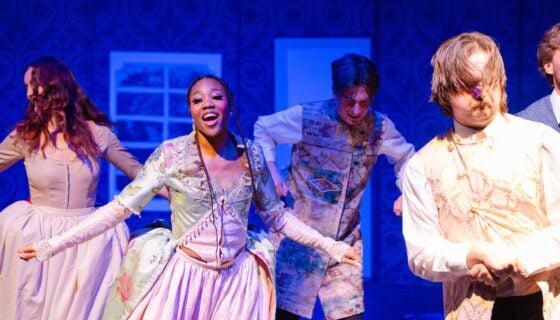 Western Theatre company performs a dance during the dress rehearsal for Tartuffe.