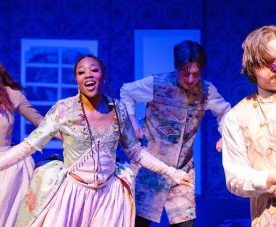 Western Theatre company performs a dance during the dress rehearsal for Tartuffe.