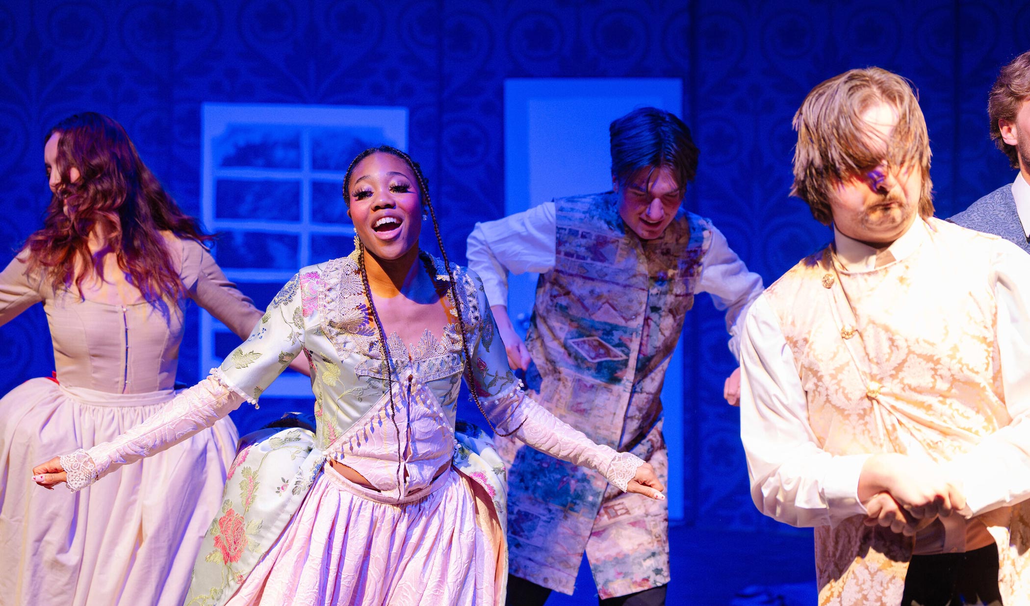 Western Theatre company performs a dance during the dress rehearsal for Tartuffe.