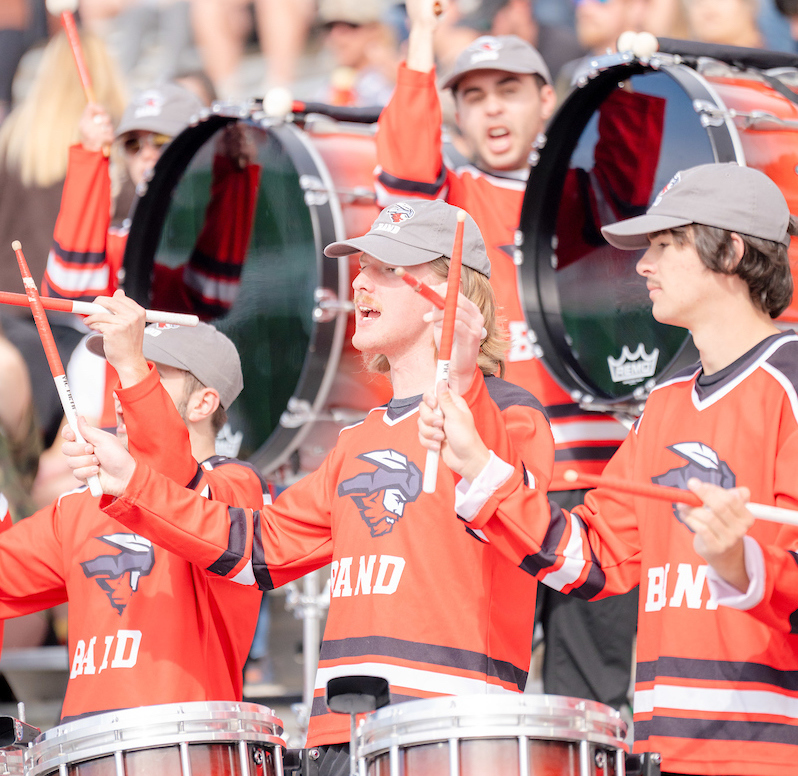 Western Drumline doing a cheer