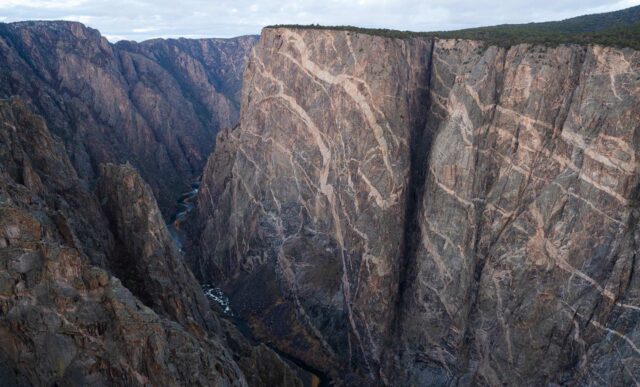 Photo of the Black Canyon of the Gunnison from the Painted Wall overlook in the national park.
