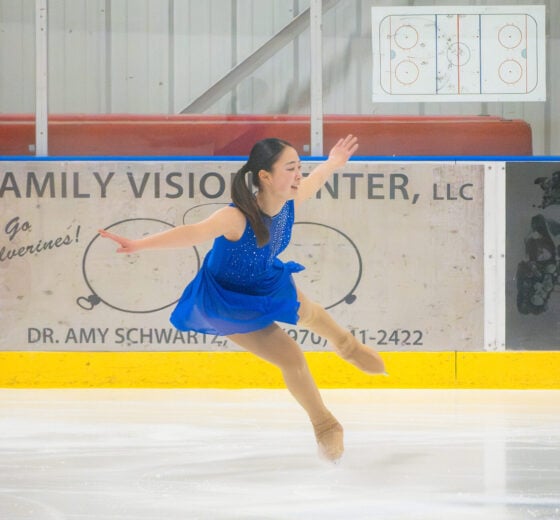 Western figure skater performing during the 2025 Western Club Figure Skating Showcase.