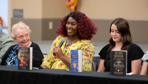 Student editors present the books they reworked and help publish at the Book Publishing Event during the GPCW summer residency