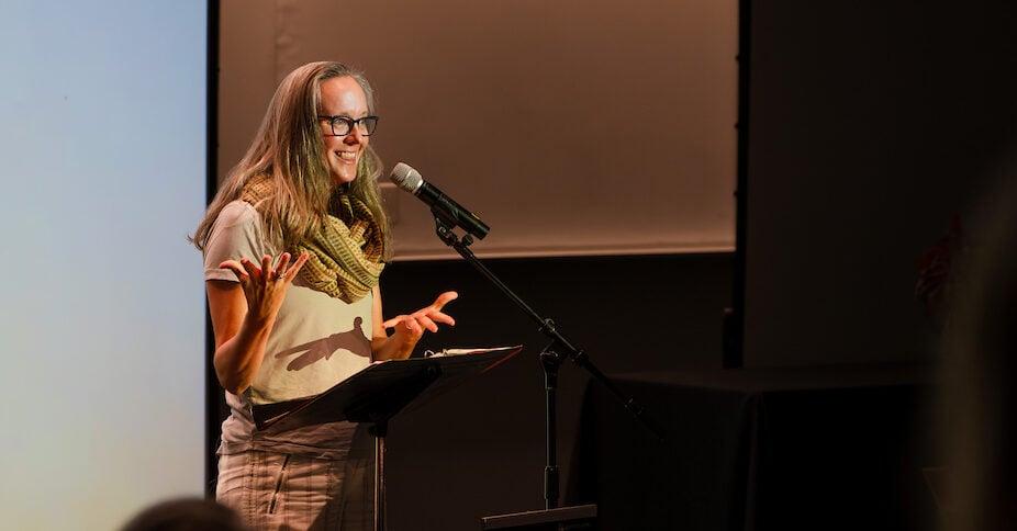 Poetry student Shelli Rottschafer presents her poetry thesis at the 2025 GPCW summer residency.