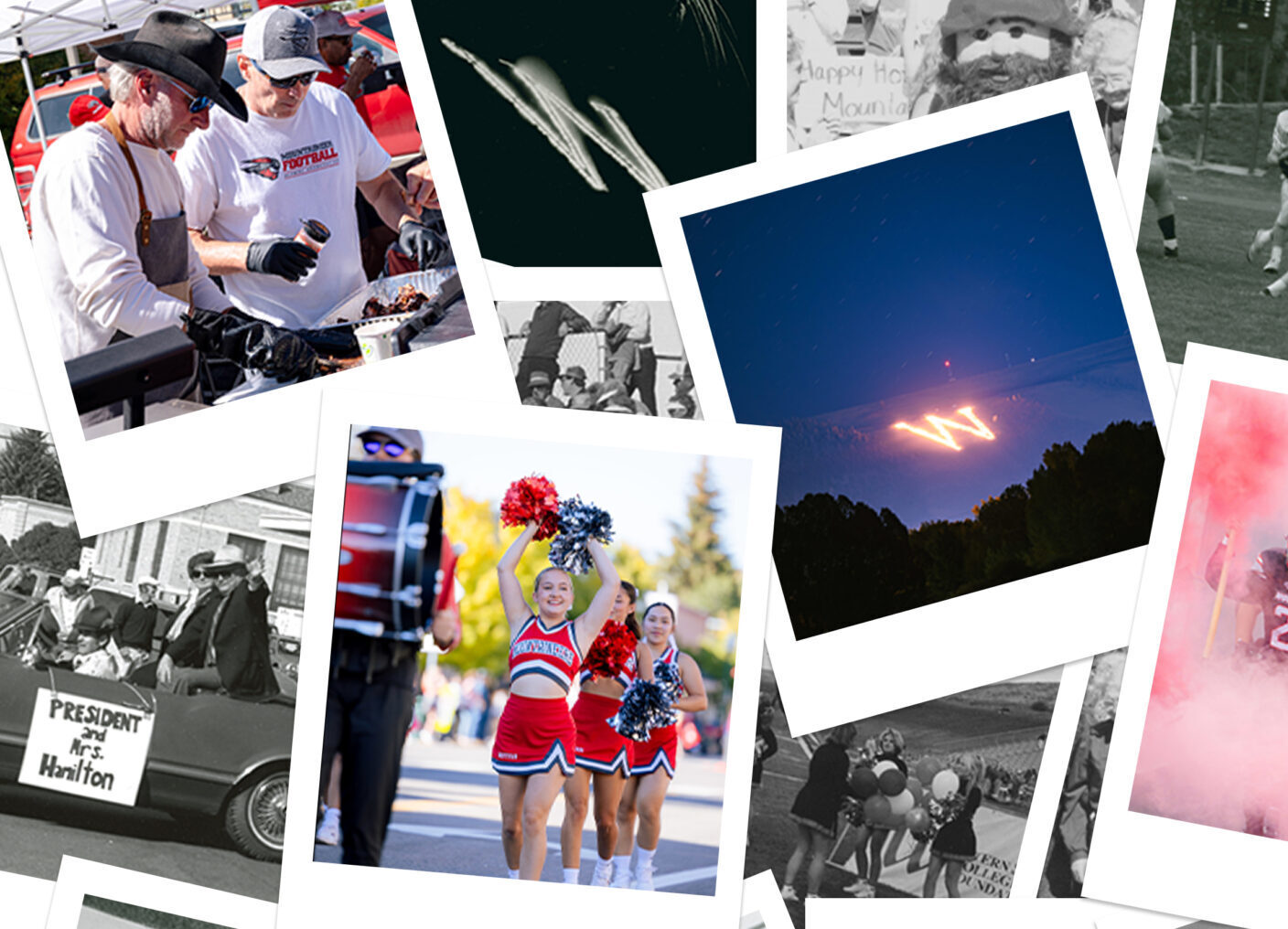 A collage of homecoming photos from the 1950's to present day.