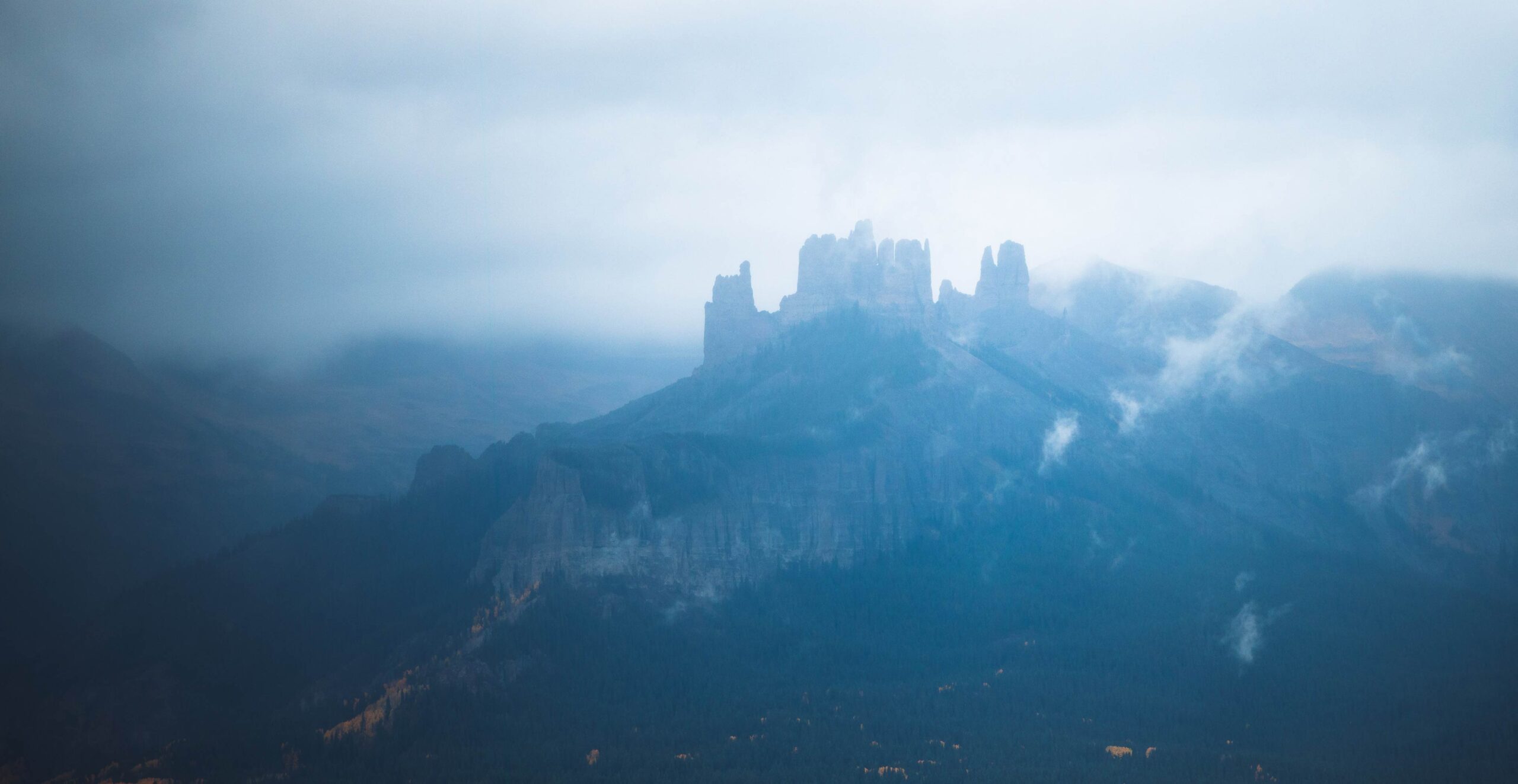 View of the Castles on a rainy day.