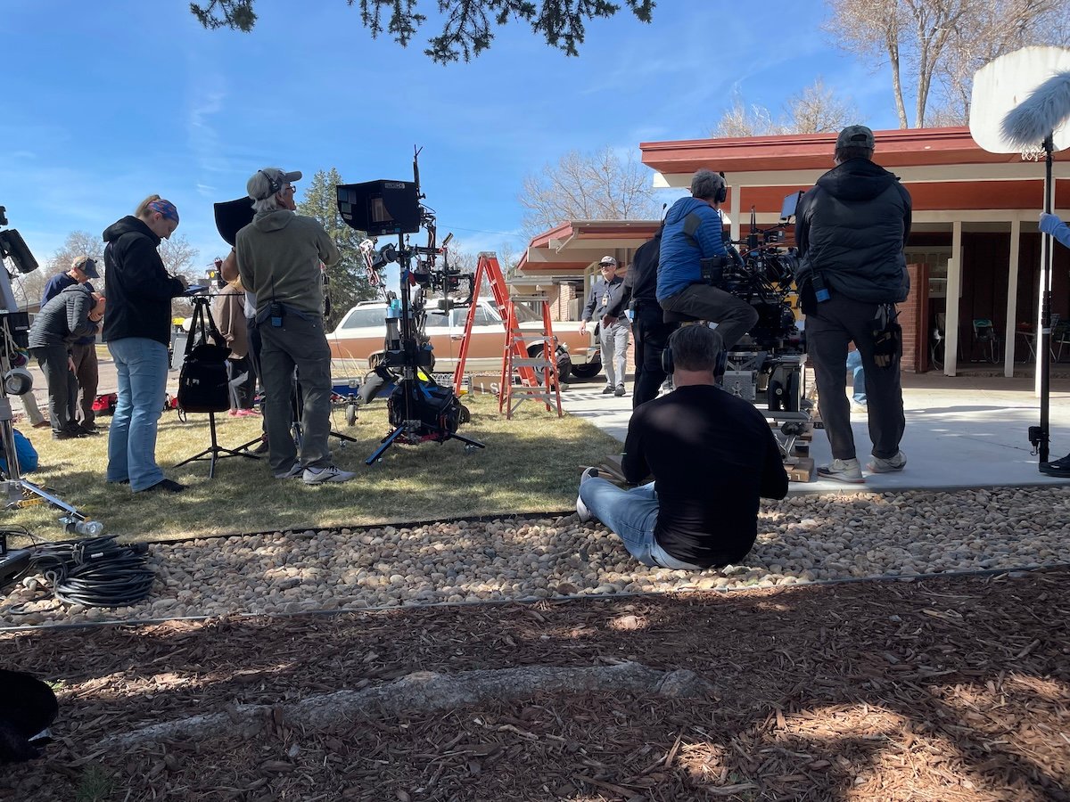 On set for The Man Who Changed the World.