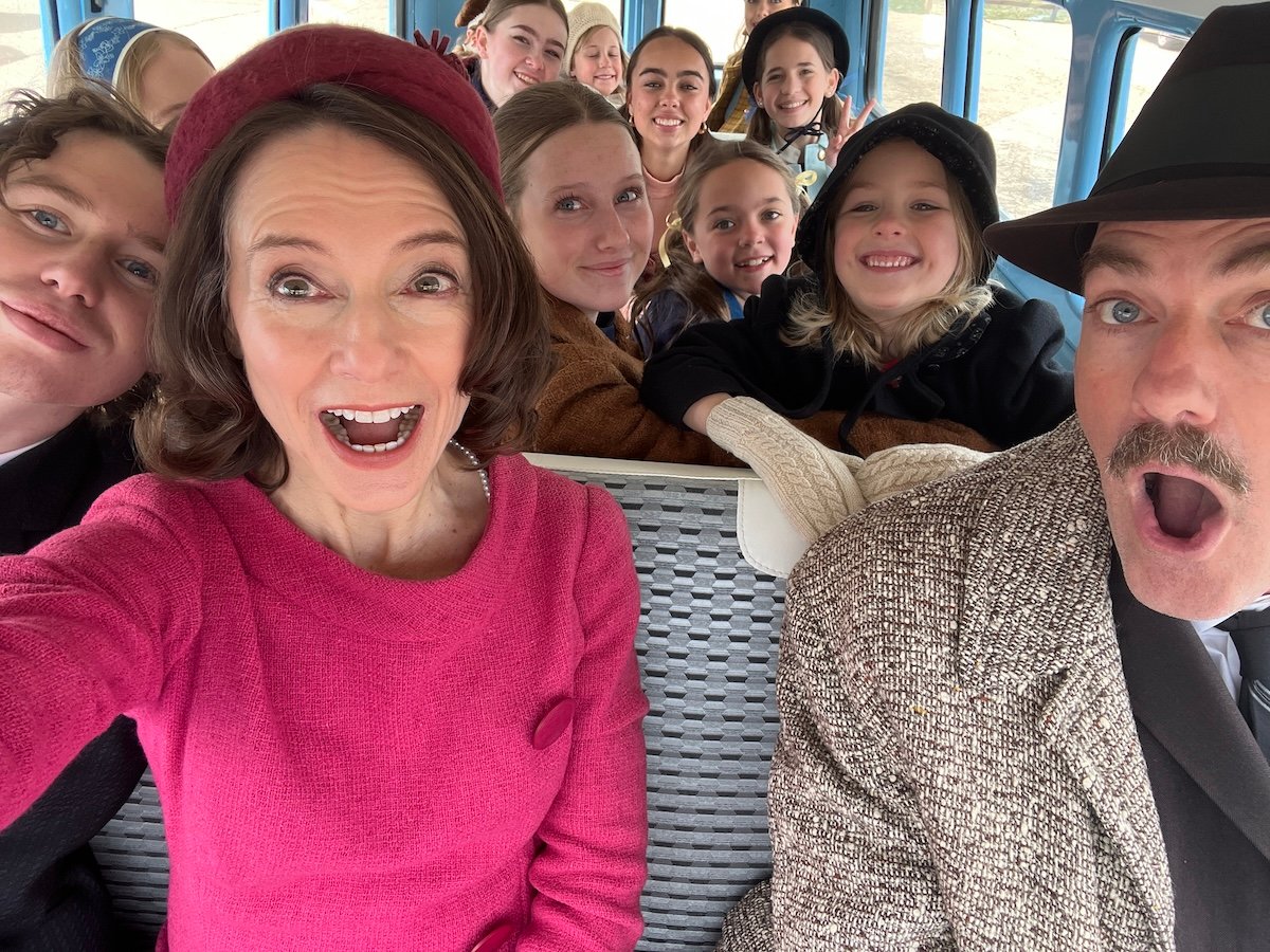 Steven Cole Hughes on set with fellow actors.