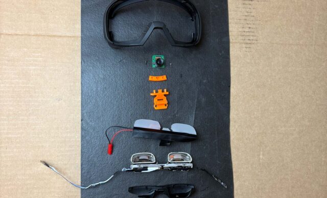 Pieces of the PROVUU ski goggle prototype.