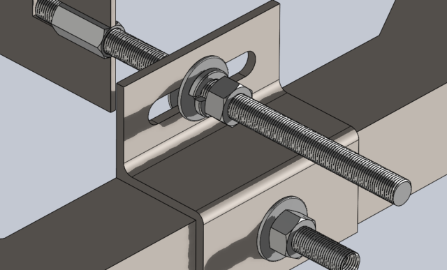 A close up rendering of the sider telescope fasteners.