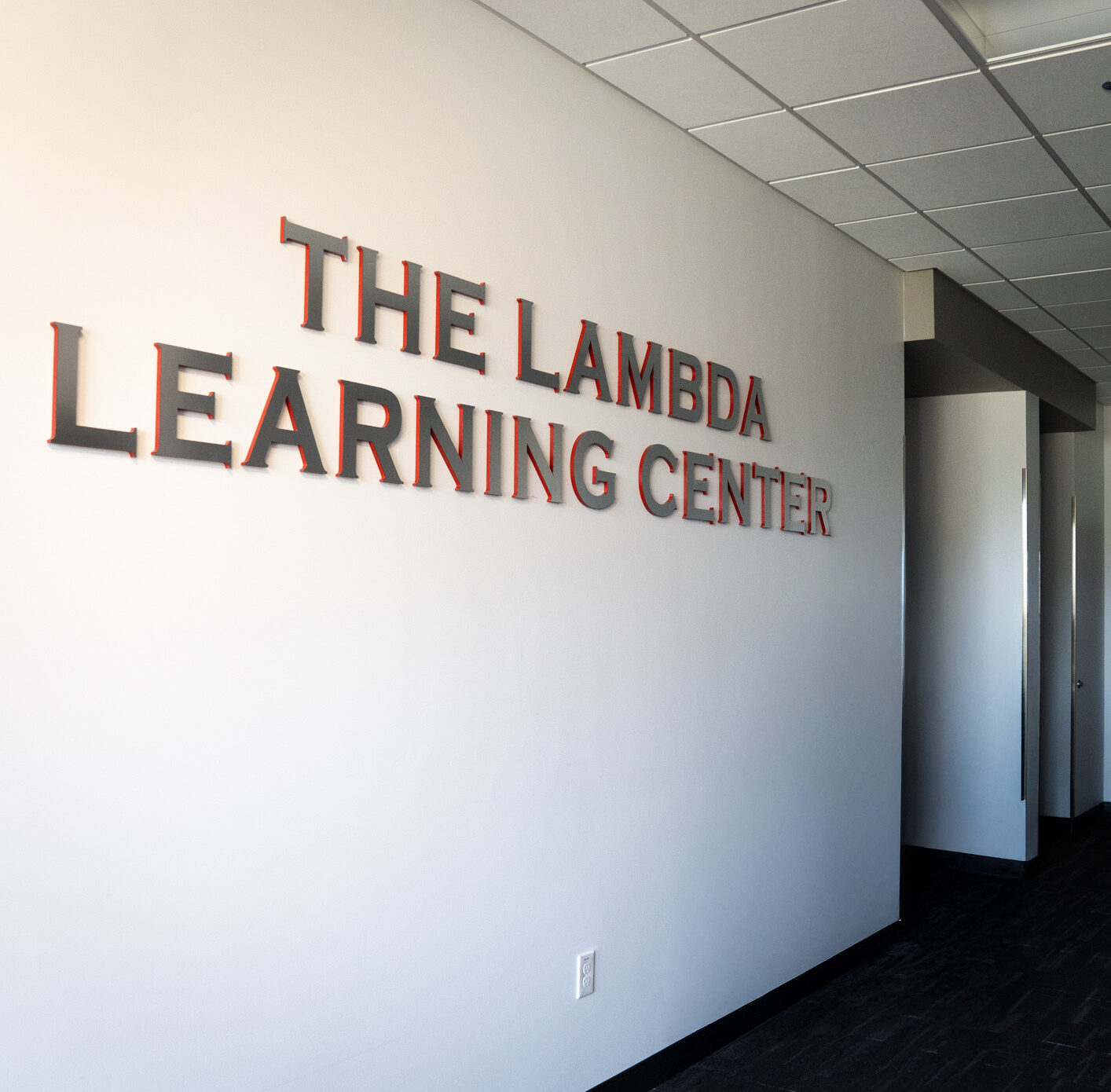 The Lambda Learning Center Sign in the Paul M Rady Engineering Building.