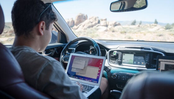 Computer science student at Hartman Rocks retrieving data from a sensor and camera as part of an internship