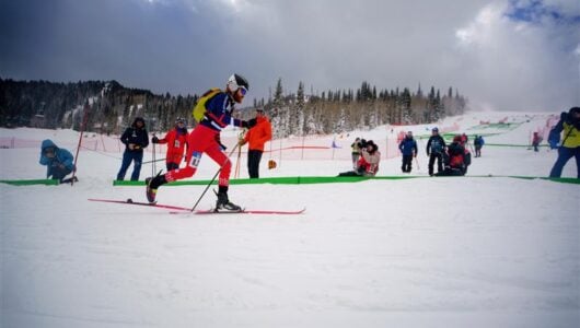 Cam Smith competing at a skimo competition.