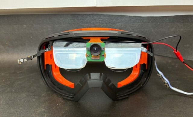 PROVUU ski goggle prototype from front.