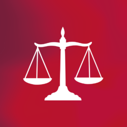 Icon of a scale with red gradient background.