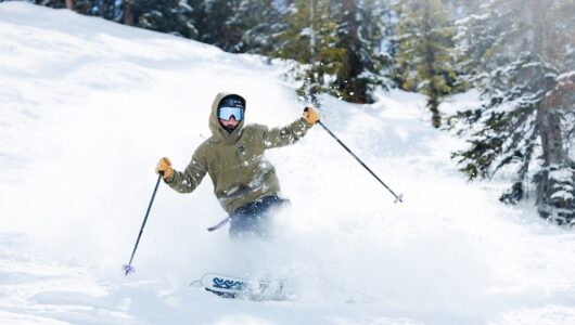 A skier slashes the snow at Crested Butte Mountain Resort.