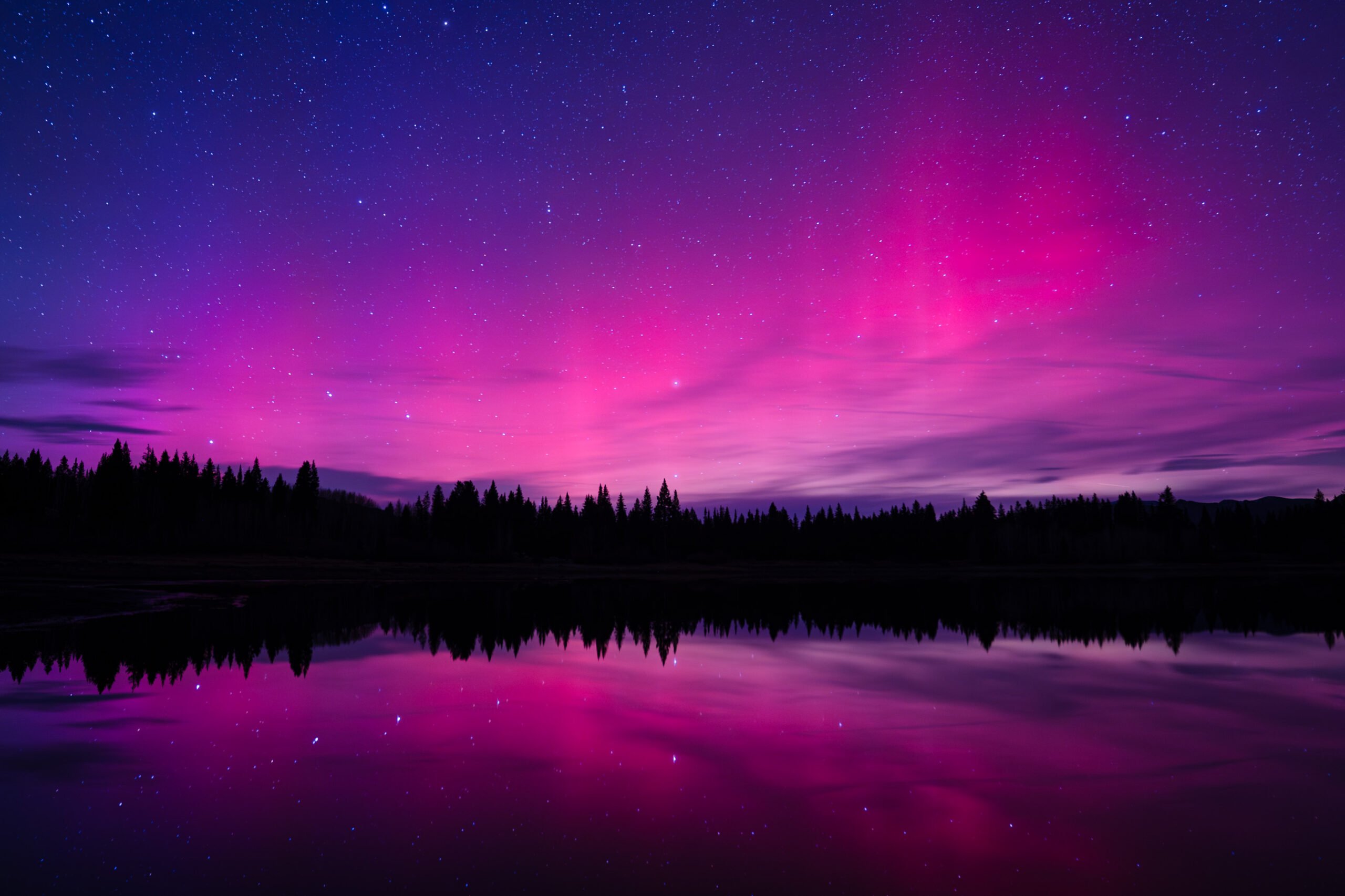 The northern lights are seen over Lost Lake in Crested Butte.