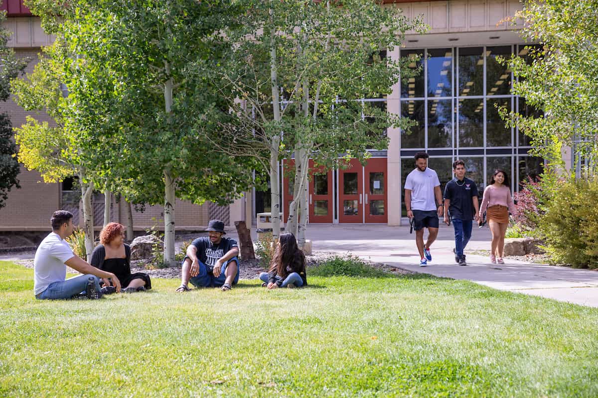 Special education graduate program: students walking and relaxing on campus